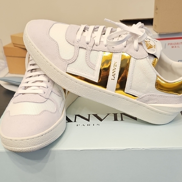 Lanvin Shoes - Lanvin White and Gold Women's Sneakers SZ 9 - Unisex